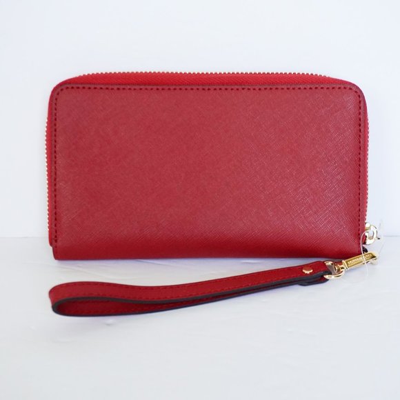 Michael Kors Jet Set L Phone Case Wristlet Red - Picture 2 of 7